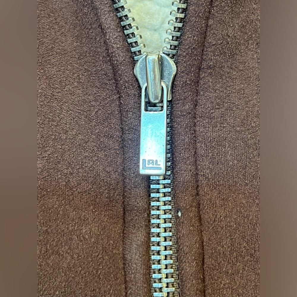 Lauren Ralph Lauren Brown Suede Like Sherpa Lined Full Zip Vest Size Petite P - Picture 2 of 7